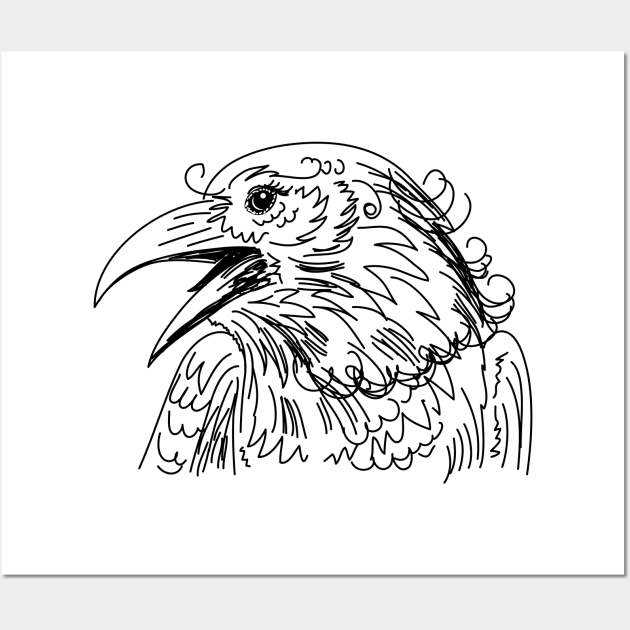 Sketchy Raven Wall Art by SWON Design